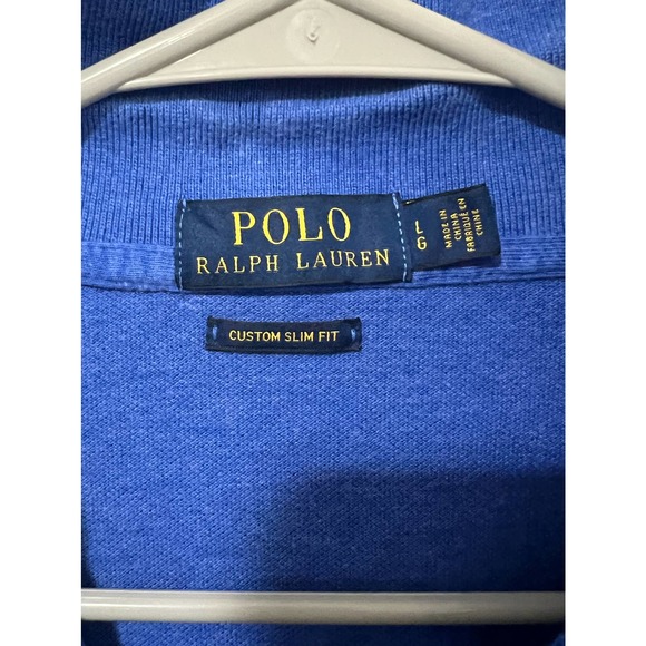 POLO Ralph Lauren Blue Men's Polo Size L Slim Fit - Picture 3 of 3